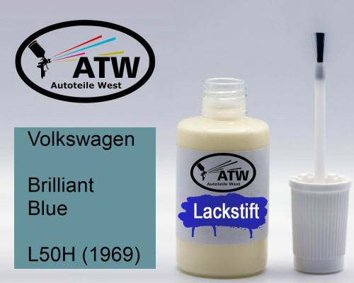 Volkswagen, Brilliant Blue, L50H (1969): 20ml Lackstift, von ATW Autoteile West.